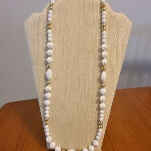 Free With Purchase, NWT White and Gold Necklace